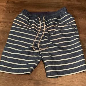 Blue and white swim shorts